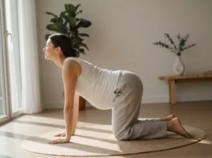 Pregnant women doing Cat-Cow Pose (Marjaryasana–Bitilasana)