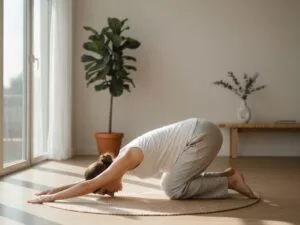 Pregnant women doing Child’s Pose (Balasana)